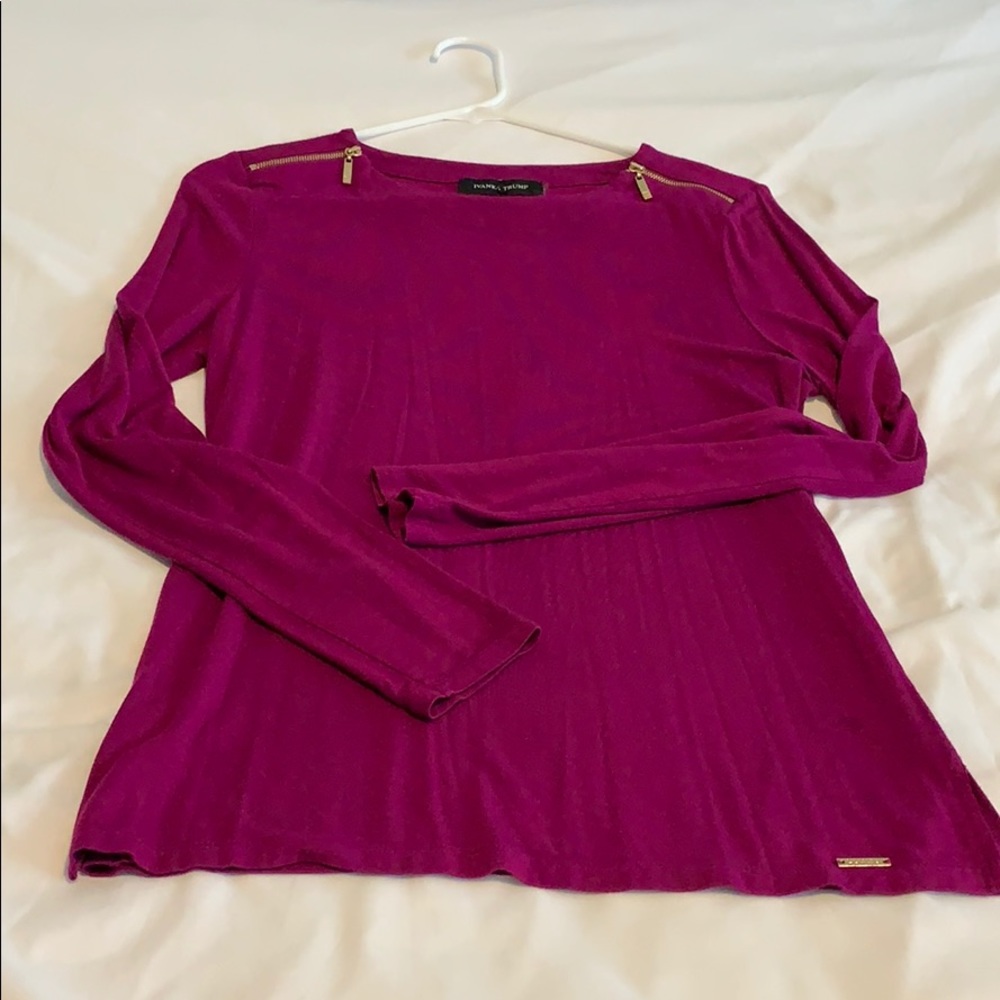 Ivanka Trump L/S Zipper Embellished Shirt